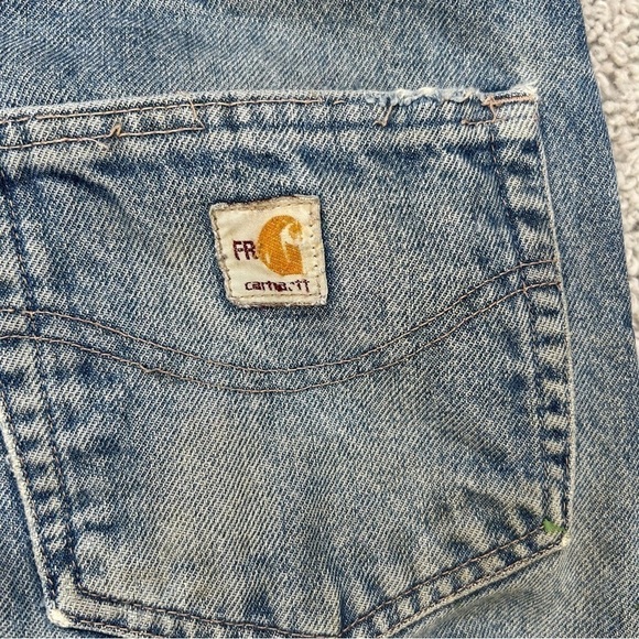Carhartt Jeans Mens 34 Flame Resistant Relaxed Fit FRB004 MDS Hole Distressed - Picture 3 of 5
